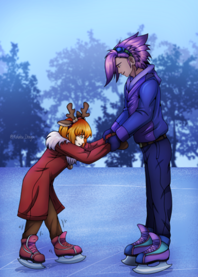 Rigel teaching Gamma how to ice skate