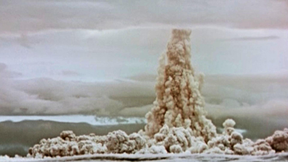 Ground-level view of detonation (source: Rosatom State Corporation Communications Department: Rosatom: 20-08-2020 public release). By automated device of the Ministry of Medium Machine Learning (Soviet government of Russia (the Soviet Union)) - Original publication: https://raosproject.fi/news/celebrations-dedicated-to-the-75th-anniversary-of-the-country-s-nuclear-industry-will-take-place-in-/(https://raosproject.fi/contact-us/#id_113) - (2016) via https://rosatom.ru/en/about-us/ Rosatom (Russian Federation)Immediate source: Bendix, Aria (September 1, 2020). [https://www.businessinsider.com/russia-declassified-footage-of-largest-nuclear-blast-tsar-bomba-2020-9?r=US&IR=T www.businessinsider.com Business insider, Fair use, https://en.wikipedia.org/w/index.php?curid=68089604